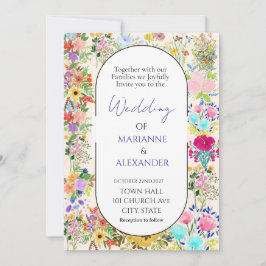 Romantische Aquarell-Wildblumen-Hochzeit Einladung