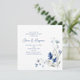 Romantische Aquarellblaue Blumeneinladung zur Verl Einladung