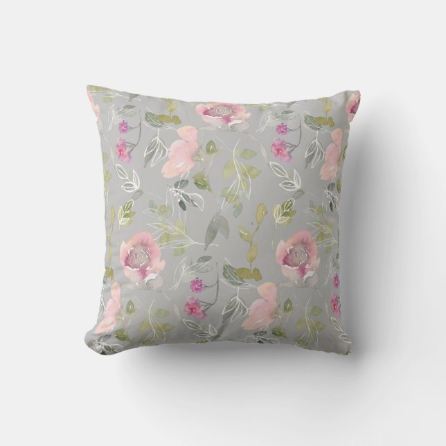 Romantische Aquarellblume Kissen (Vorderseite)