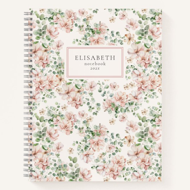 Romantische Aquarellblüte Notizbuch (Vorderseite)