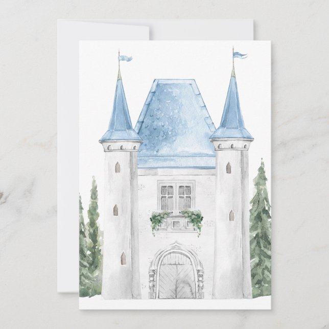 Romantische Aquarellburg Hochzeit Einladung (Vorderseite)