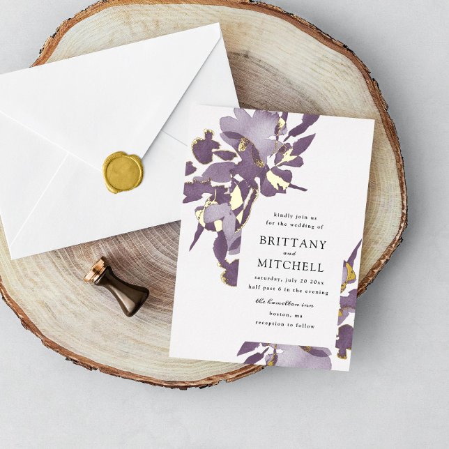 Romantische Aquarellfarben - Amethyst Gold Folieneinladung (Von Creator hochgeladen)