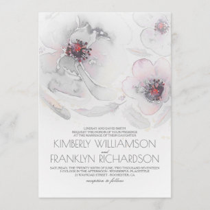 Romantische Aquarellfarben Blume Grau und Rosa Hoc Einladung