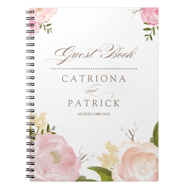 Romantische Aquarellfarben-Blume Hochzeitsbuch Notizblock (Vorderseite)