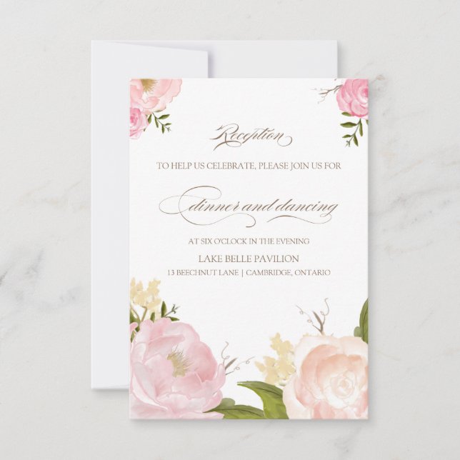 Romantische Aquarellfarben-Blume Hochzeitskarte Einladung (Vorderseite)