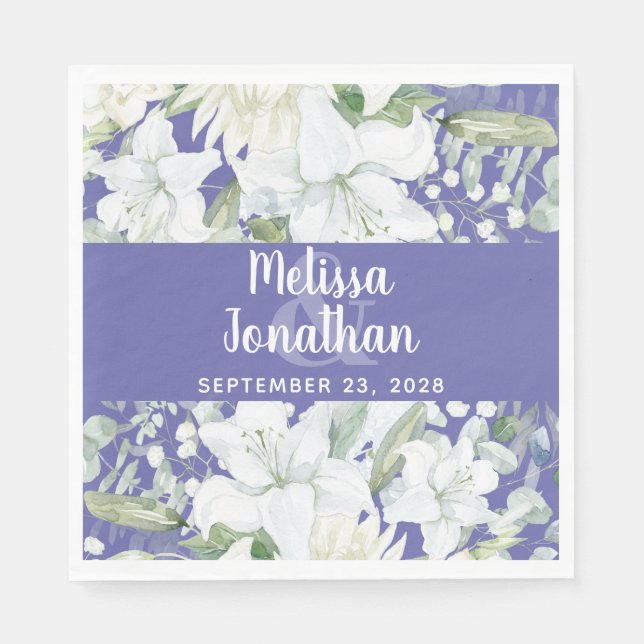 Romantische Aquarellfarben Blütenweiße Blume Hochz Serviette (Vorderseite)