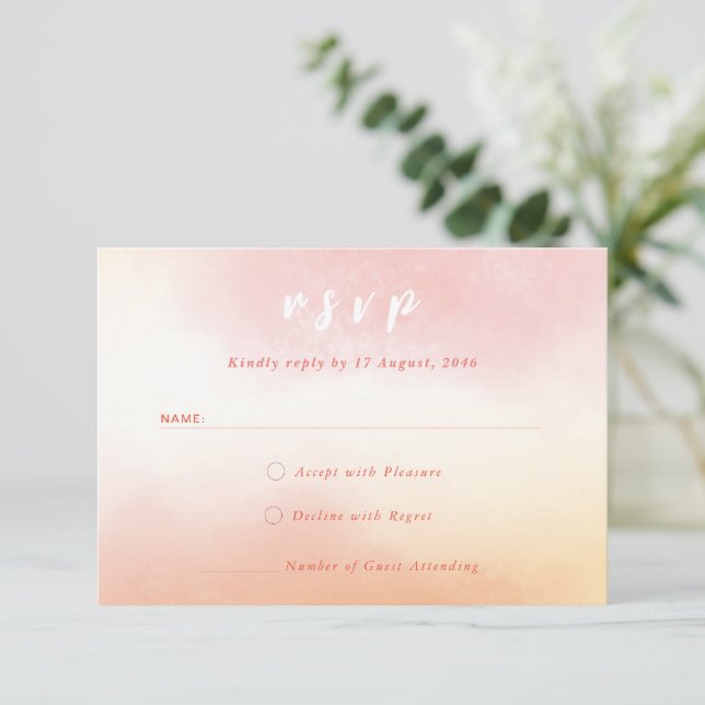 Romantische Aquarellfarben - Hochzeitskarte RSVP Karte (Stehend Vorderseite)