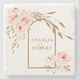 Romantische Aquarellfarben Rosa Blush Gold Rose Steinuntersetzer