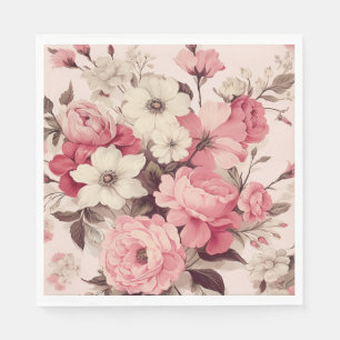 Romantische Aquarellfarben Rosen und Appellerbüche Serviette