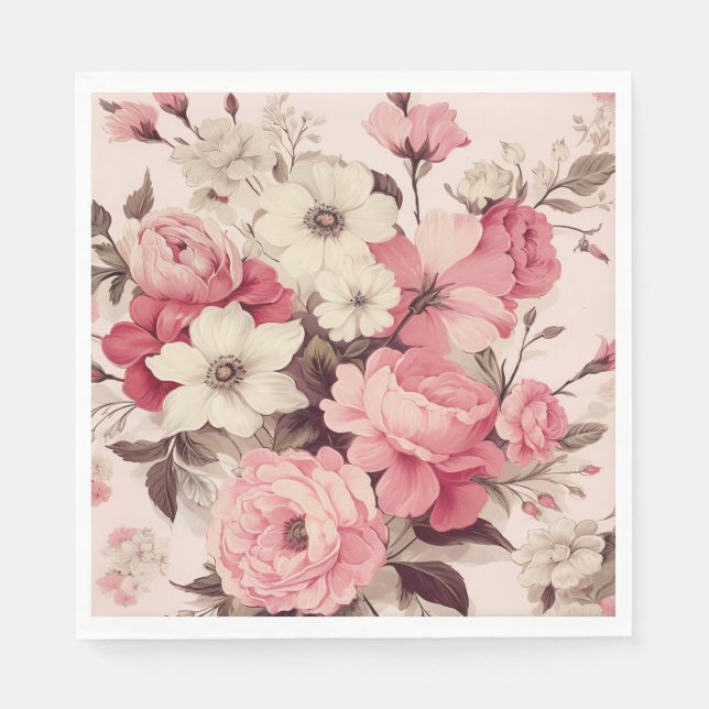 Romantische Aquarellfarben Rosen und Appellerbüche Serviette (Vorderseite)