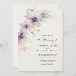 Romantische Aquarellkosmos Blume qr Hochzeit Einladung