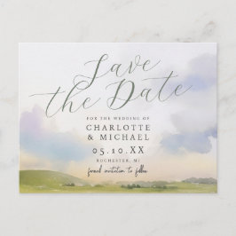 Romantische Aquarelllandschaft Save the Date Postkarte