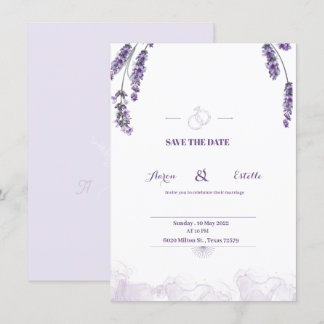 Romantische Aquarelllavender Floral Wedding Invita Einladung