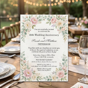 Romantische Aquarellrosen 45. Hochzeitstag Einladung