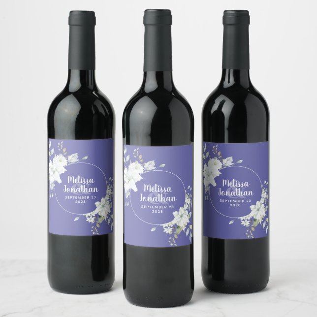 Romantische Aquarellwein Blume Hochzeit Brauch Weinetikett (Flaschen)