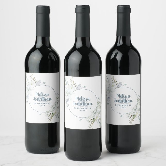 Romantische Aquarellwein Blume Hochzeit Brauch Weinetikett (Flaschen)