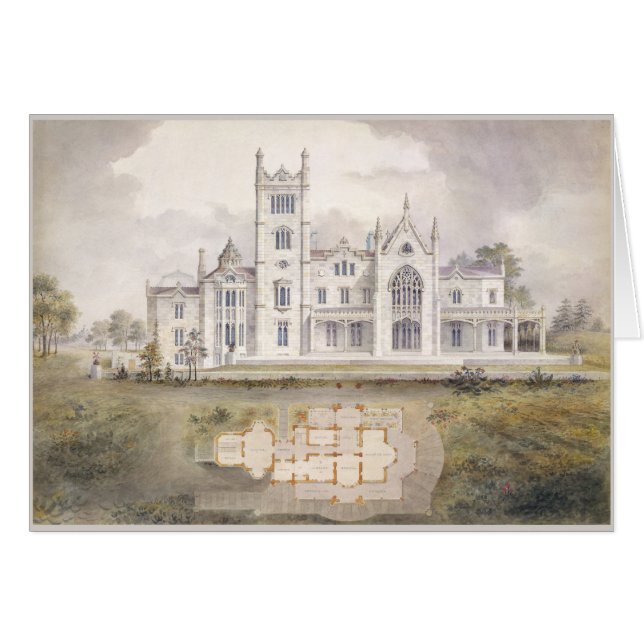 Romantische Architektur Wasserfarben Elegante Leer (Vorderseite (Horizontal))