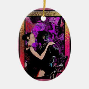 Romantische Art-Déco-Tänzer Keramik Ornament