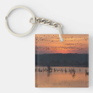 Romantische Augenblicke Vögel bei Sonnenaufgang Fo Schlüsselanhänger