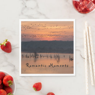 Romantische Augenblicke Vögel bei Sonnenaufgang Fo Serviette