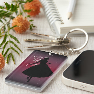 Romantische Ballerina & Rosen Silhouette Acryl– Schlüsselanhänger