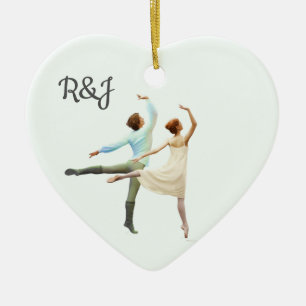 Romantische Balletttänzer - Ihre Initialen und Tex Keramik Ornament