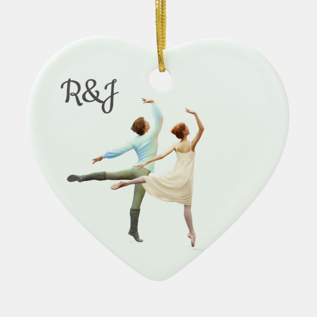 Romantische Balletttänzer - Ihre Initialen und Tex Keramik Ornament (Vorne)
