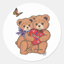 Romantische Bären Runder Aufkleber