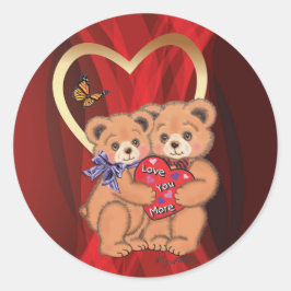 Romantische Bären Runder Aufkleber