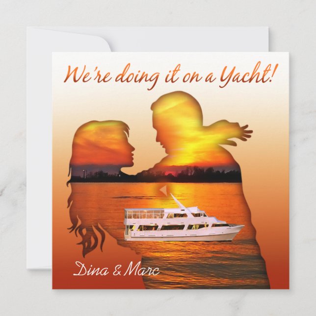 Romantische Beach Coupé Schöne Yacht Hochzeit Einladung (Vorderseite)