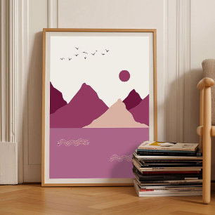 Romantische Beeren-Abstrakte Kunst Berge Sonnenunt Poster