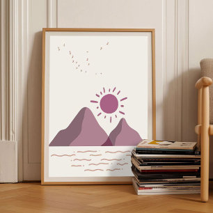 Romantische Beeren-Abstrakte-Kunst-Sonnenuntergang Poster