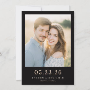 Romantische Beige Elegante Foto Save The Date