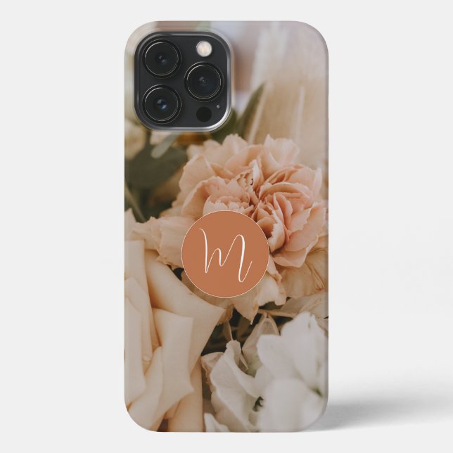Romantische beige Rose erste mit Monogramm mädchen iPhone 13 Pro Max Hülle (Rückseite)