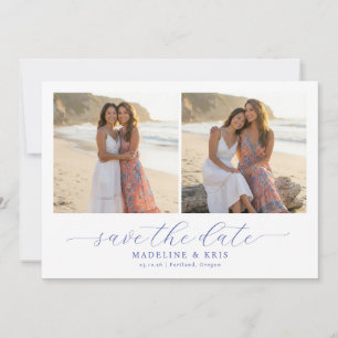 Romantische beige Strand-Fotocollage Save The Date