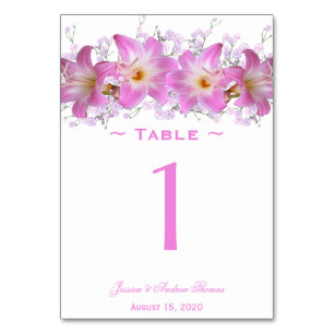 Romantische Belladonna Lilies Wedding Tischnummer