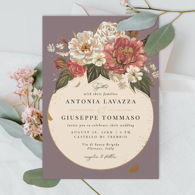 Romantische bemalte blumenreiche Hochzeitsszenarie Einladung (Von Creator hochgeladen)