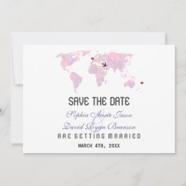 Romantische benutzerdefinierte Destination Weltkar Save The Date
