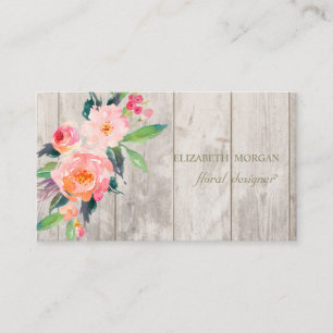 Romantische Berufliche Blume, Holztextur Visitenkarte