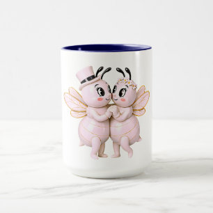 Romantische Bienenillustration Zuneigung Tasse