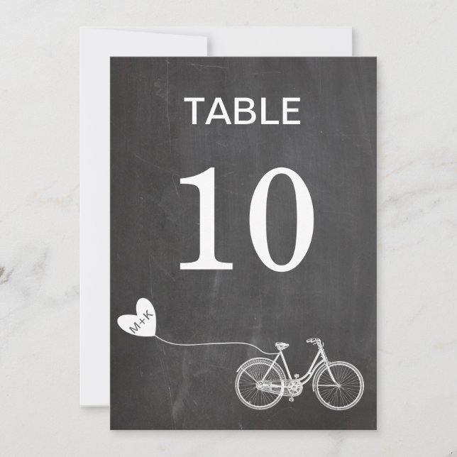 Romantische Bikeinitis auf der Tafel Tischnummer (Vorderseite)