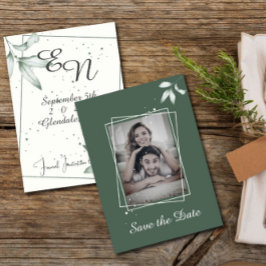 Romantische Blätter Save the Date Foto Einladung