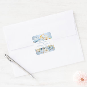 Romantische blaue Blumen Goldene Hochzeit Brause Quadratischer Aufkleber