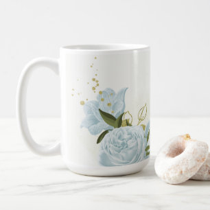 romantische blaue Blumen  & grüne Blätter botanisc Kaffeetasse