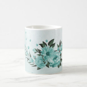 romantische blaue Blumen und grüne Blätter Kaffeetasse