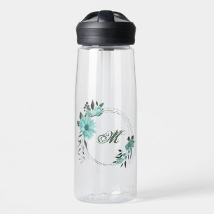 romantische blaue Blumen und grüne Blätter Trinkflasche