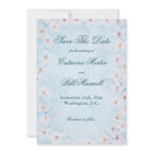 Romantische blaue Blumenhochzeit speichert die Dat