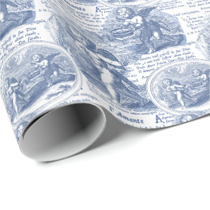 Romantische Blaue Französisch-Toilkupiden in der Geschenkpapier