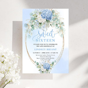Romantische blaue Hortensien Sweet Sixteen Einladu Einladung