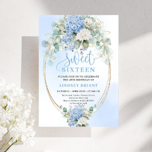 Romantische blaue Hortensien Sweet Sixteen Einladu Einladung
